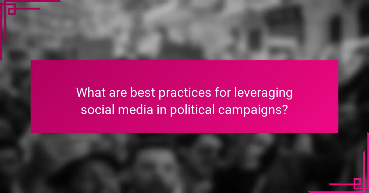 What are best practices for leveraging social media in political campaigns?