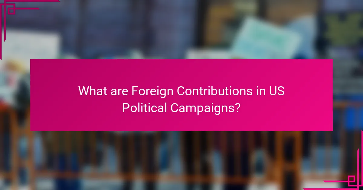 What are Foreign Contributions in US Political Campaigns?