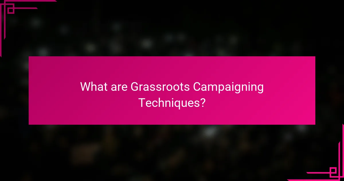 What are Grassroots Campaigning Techniques?