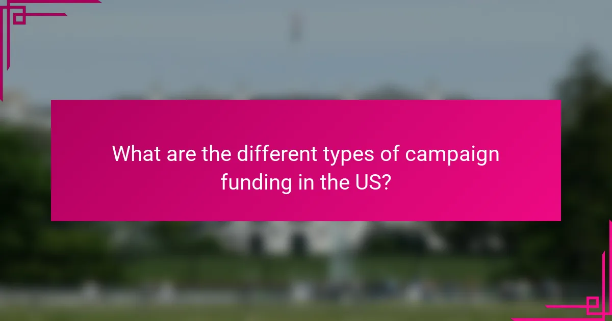 What are the different types of campaign funding in the US?