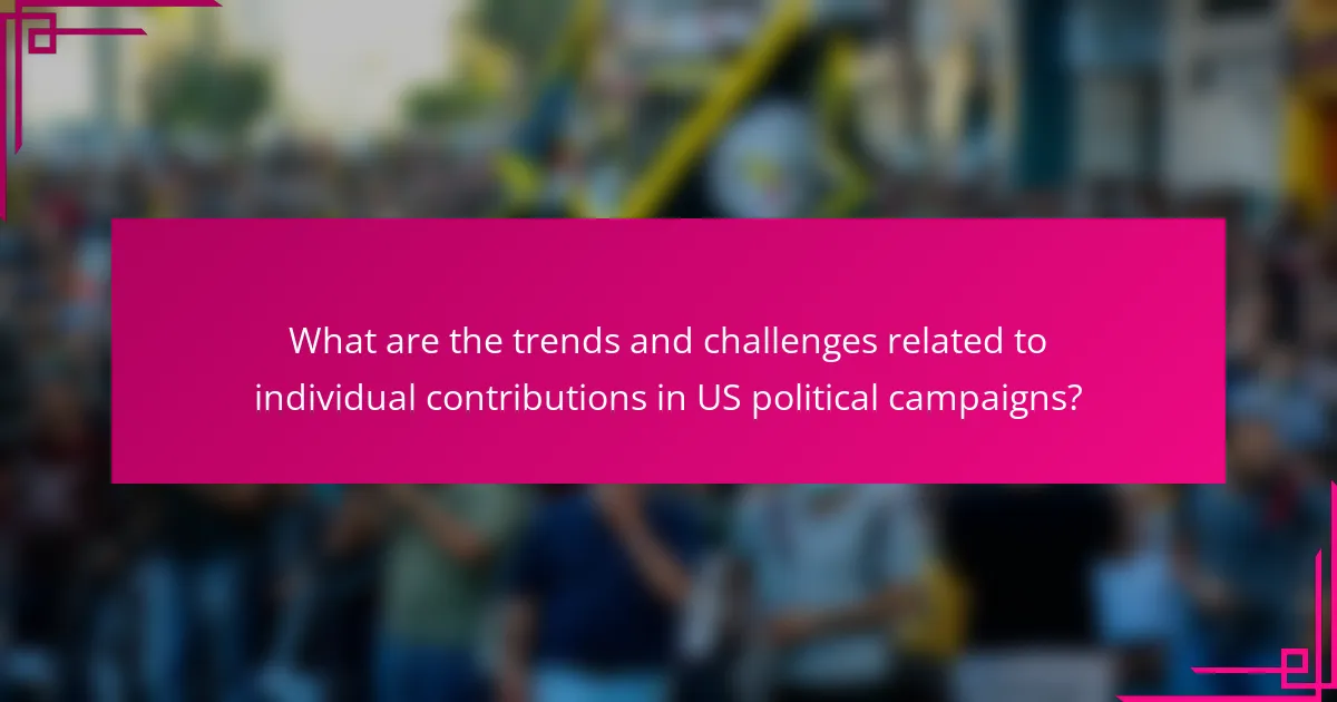 What are the trends and challenges related to individual contributions in US political campaigns?