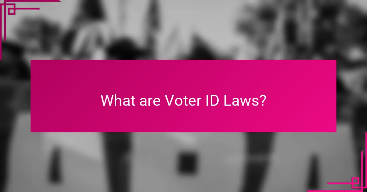 What are Voter ID Laws?
