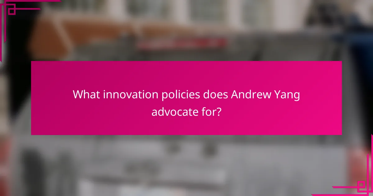 What innovation policies does Andrew Yang advocate for?
