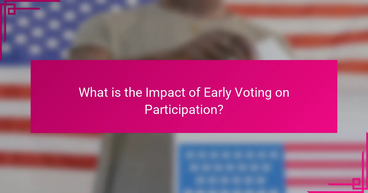 What is the Impact of Early Voting on Participation?
